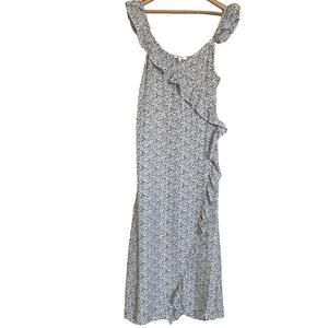 Madewell Blue White Floral Long Sleeveless Boho Dress Sz 12